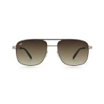 SQUARE STAINLESS STEEL SCREW LESS GOLD FRAME WITH BROWN LENSES
