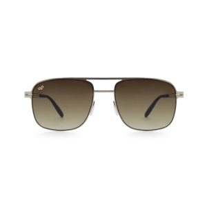 SQUARE STAINLESS STEEL SCREW LESS GOLD FRAME WITH BROWN LENSES