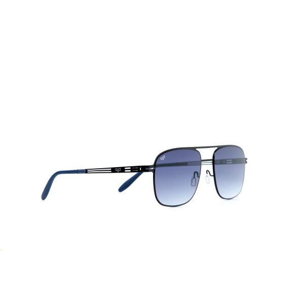 SQUARE STAINLESS STEEL SCREW LESS BLACK FRAME AND BLUE LENSES - Image 2