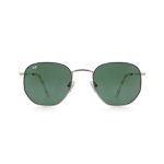 SQUARE GOLD FRAME AND TEMPLES AND GREEN LENSES