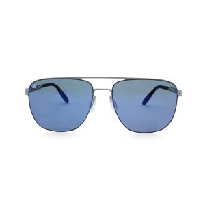 SQUARE LYLYGRAD STAINLESS STEEL SCREW LESS SILVER BLUE  POLARISED