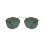 SQUARE GOLD FRAME AND TEMPLES WITH GREEN POLARISED LENSES